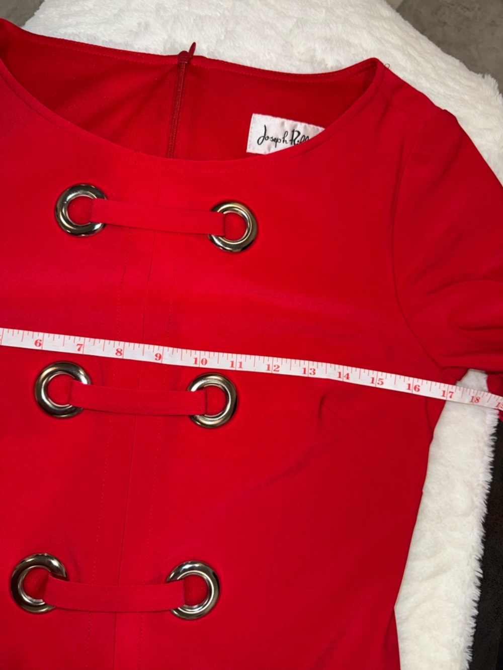 NWT Joseph Ribkoff Bold Red Eyelet-Trim Midi Dress Size 8 - Picture 6 of 8